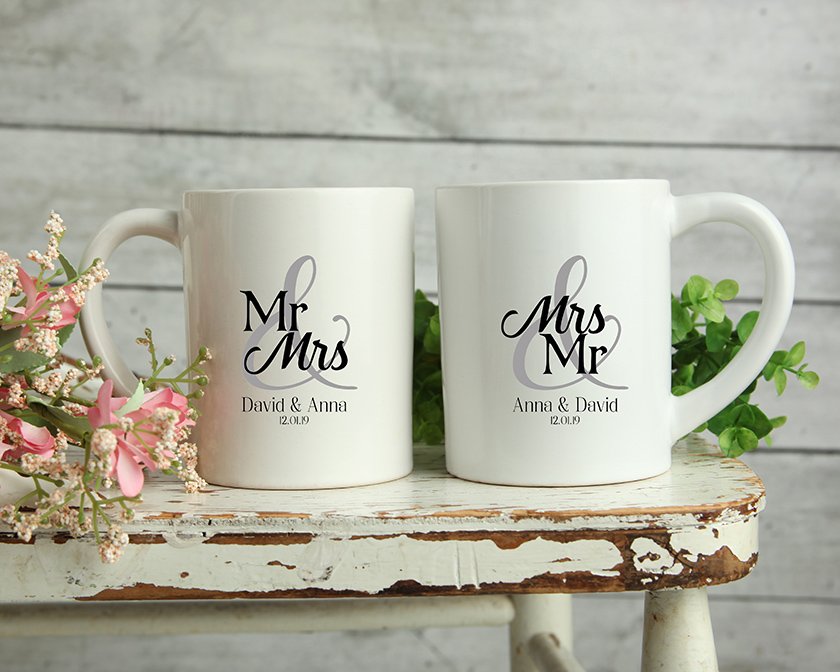 Custom Personalised Matching Wedding Mugs